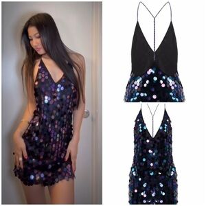 Sequin Halter Mini Dress